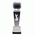 Cry213  Crystal golf trophy with 3-D Golfer - Male